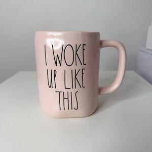 Rae Dunn Pink Ceramic Mug - "I Woke Up Like This".
